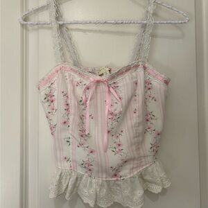 Ty Pink Floral Lace Camisole